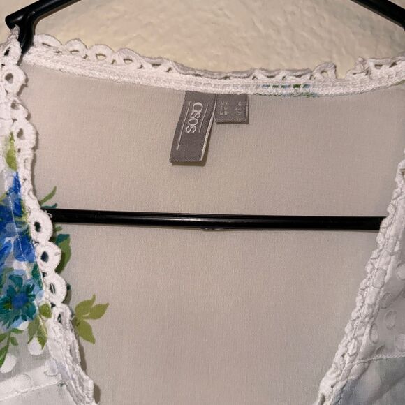 🌿 ASOS Sheer Floral Lace Peplum Blouse – Size 2 (US) Lightweight | Romantic | C - Picture 7 of 7